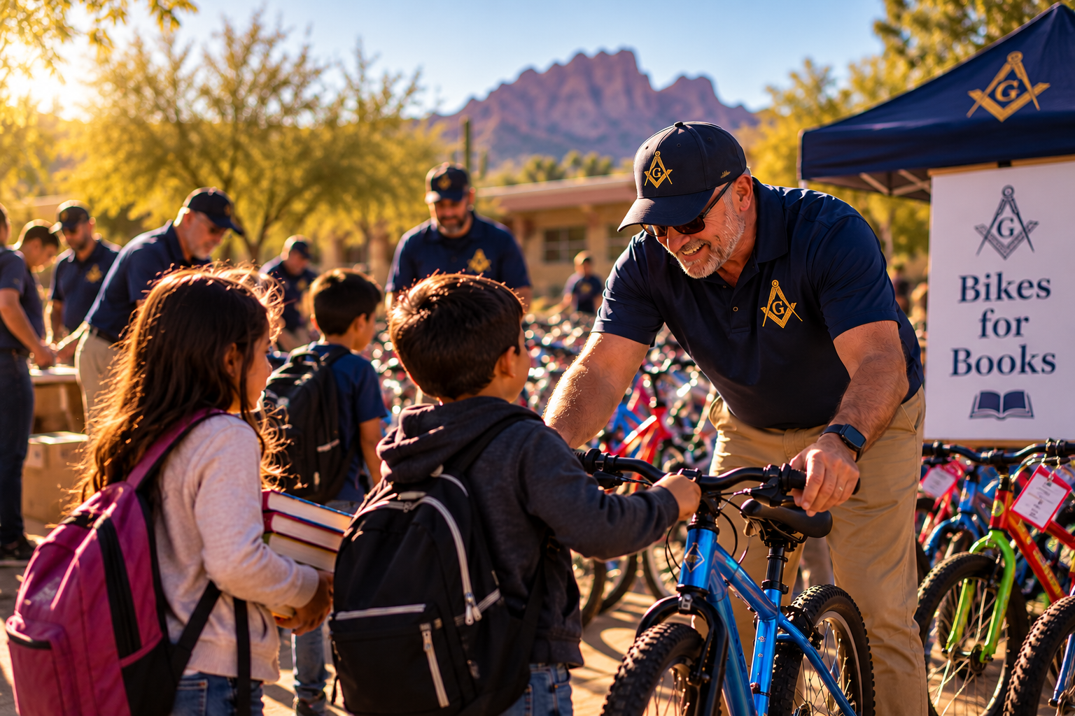 Masonic volunteers supporting children through Bikes for Books